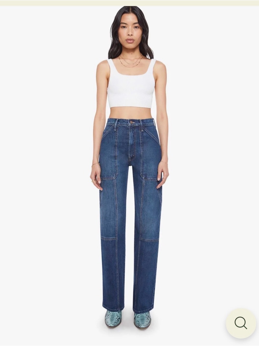 MOTHER Dark Blue Straight-Leg Jeans